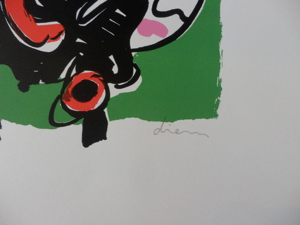 Peter DIEM Gr Zeefdruk 40x48 cm  COW GREEN Handgesigneerd kopen? Bied vanaf 1!