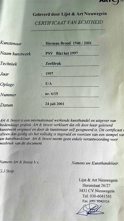 Herman Brood: zeefdruk, PSV flikt het kopen? Bied vanaf 200!