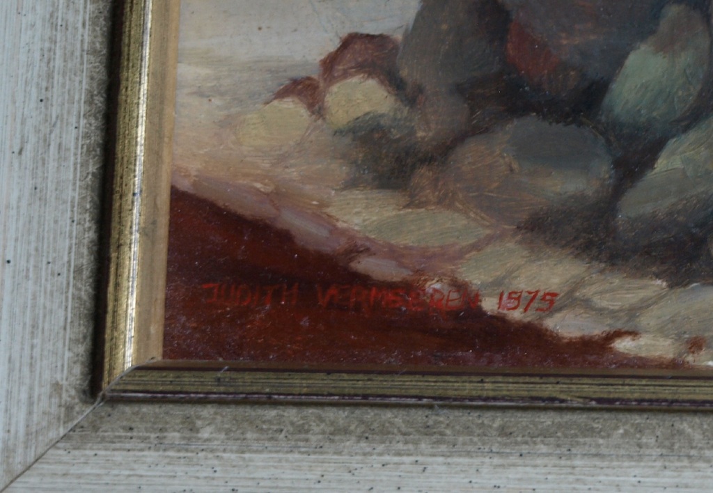 Judith Vermeeren-Neet : Olieverf op paneel, Vogel – gesigneerd & ingelijst -1975 kopen? Bied vanaf 1!