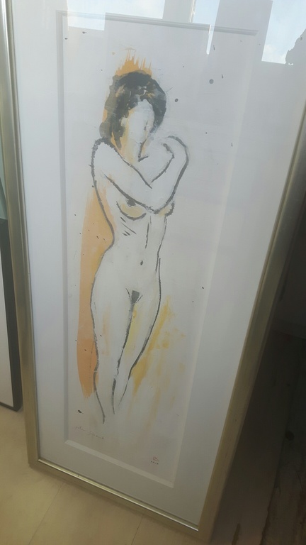 Mooi naakt van Peter Schenk, gemengde techniek op papier kopen? Bied vanaf 225!