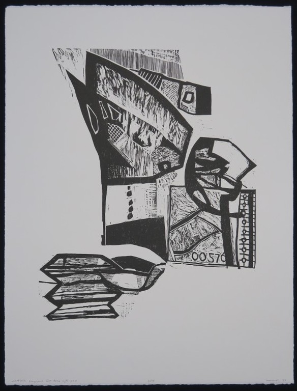 Manuel Kurpershoek: Houtsnede, Chaotisch fragment uit deze tijd 3+4 kopen? Bied vanaf 20!