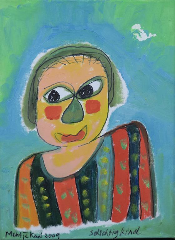 Meertje Kaal: Olieverf op canvas, Schichtig kind - Ingelijst (baklijst) kopen? Bied vanaf 1!