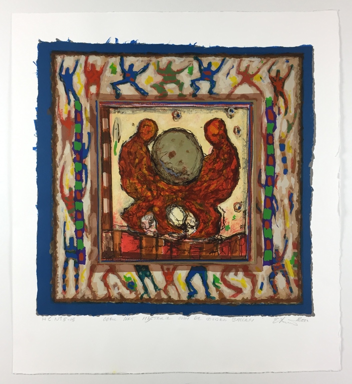 Eric Toebosch, zeefdruk, 2000, 'Over het mysterie van de gouden ballen' kopen? Bied vanaf 69!