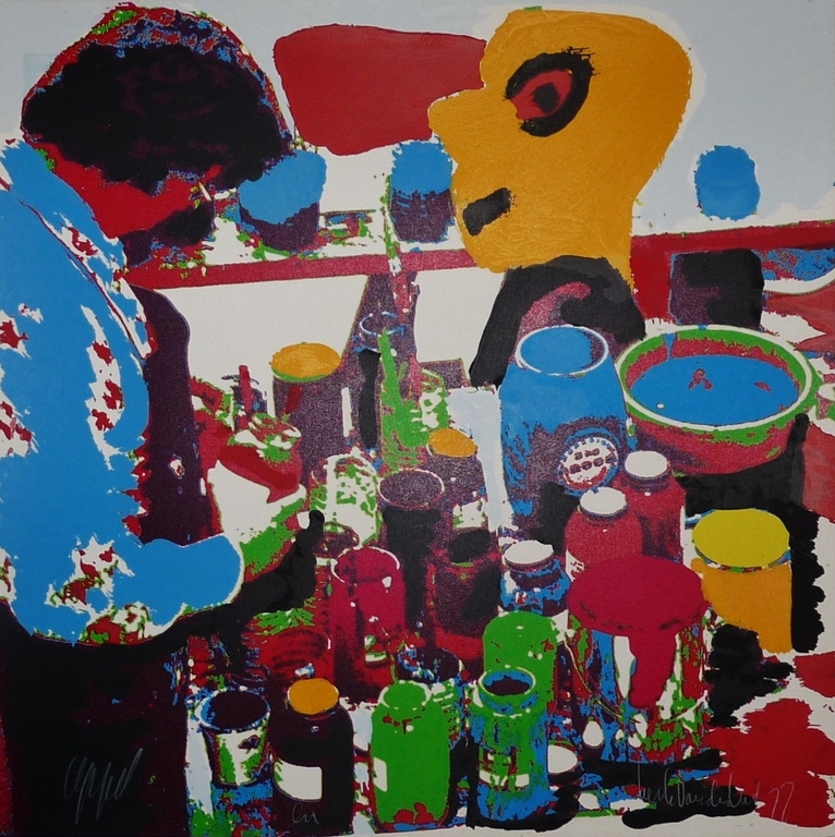 Karel Appel, Kleurenzeefdruk, Het gele hoofd, Gesigneerd kopen? Bied vanaf 165!