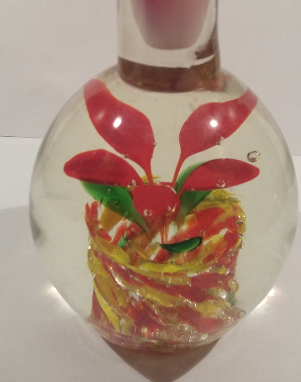 Glazen presse papier met rode bloem onderin  kopen? Bied vanaf 1!