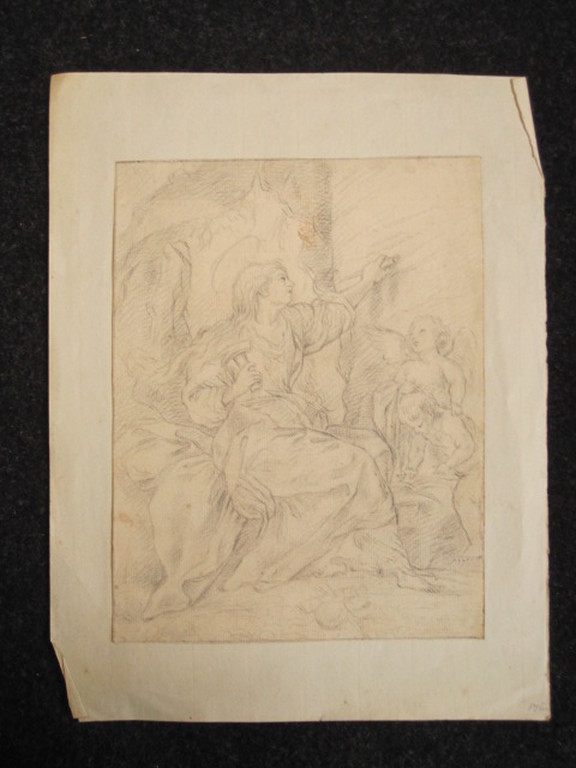 17e/18e eeuwse tekening "bijbelse voorstelling met engelen" gesigneerd  kopen? Bied vanaf 1!