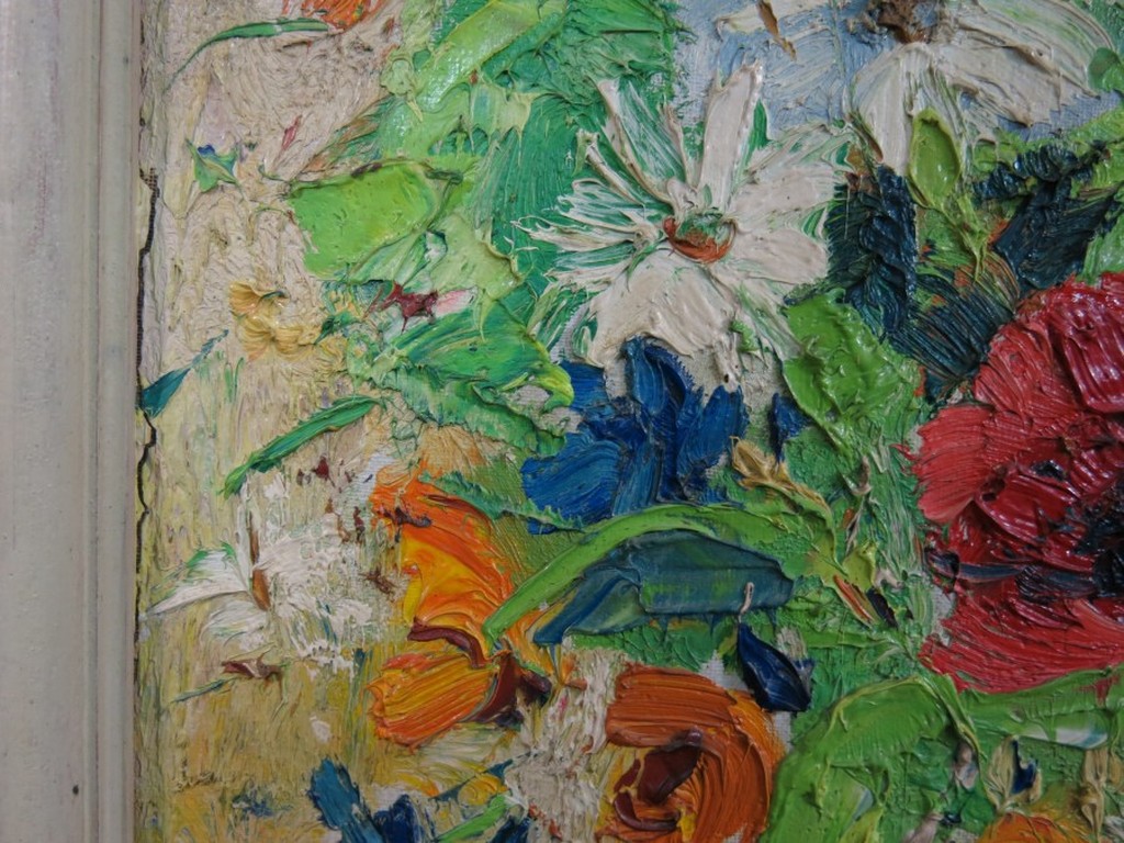 Peter van den Braken: Olieverf op doek, Veldbloemen - Ingelijst (groot) kopen? Bied vanaf 400!