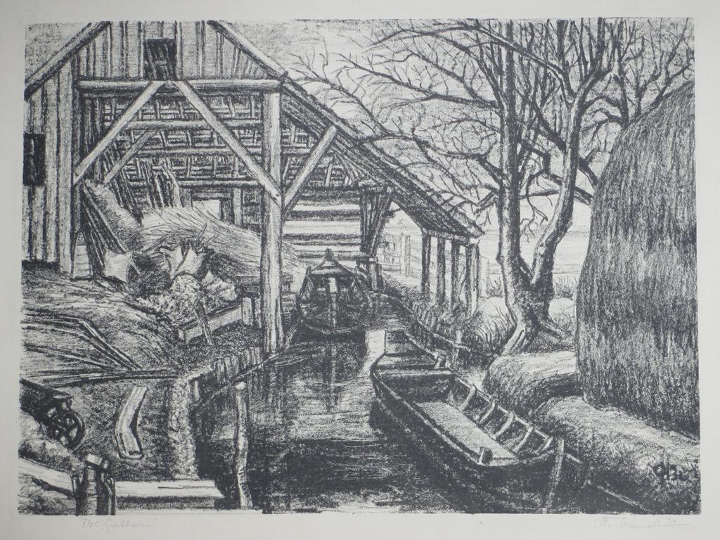 Otto Hanrath, Bij Giethoorn, Litho verkocht voor € 50!