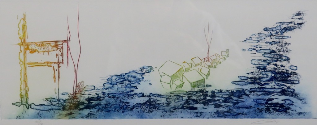 Olivier Beijn: Ets, Haven I - Ingelijst kopen? Bied vanaf 70!