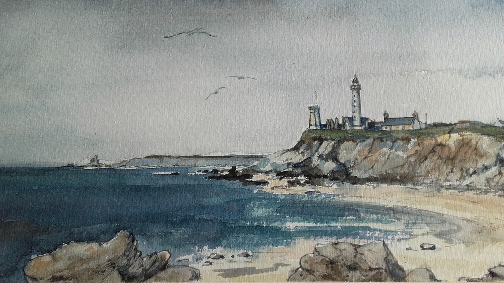 Hans van Blooys - Aquarel - St. Mathieu verkocht voor € 35!