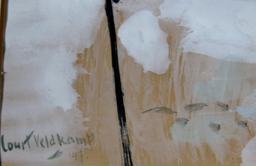 Court Veldkamp  - gemengde techniek op papier - Huizen in Landschap kopen? Bied vanaf 45!