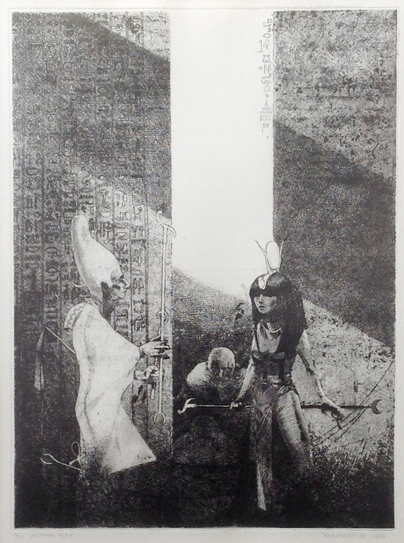 Paulus Geeve (1958), ets, 'Hathor Pleit' 1983 oningelijst in passepartout kopen? Bied vanaf 20!