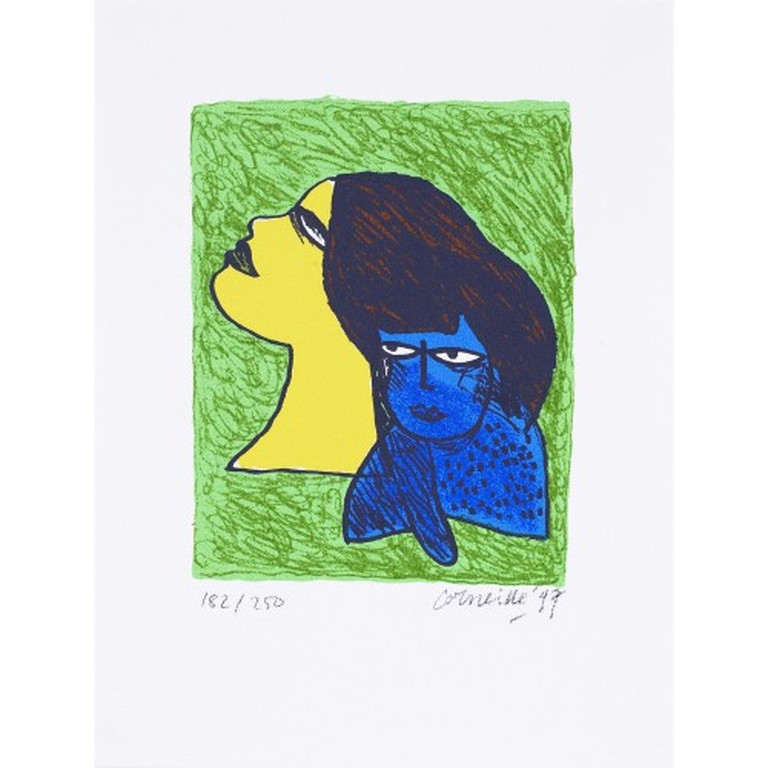 Corneille: Zeefdruk, Femme au chat bleu verkocht voor € 60!