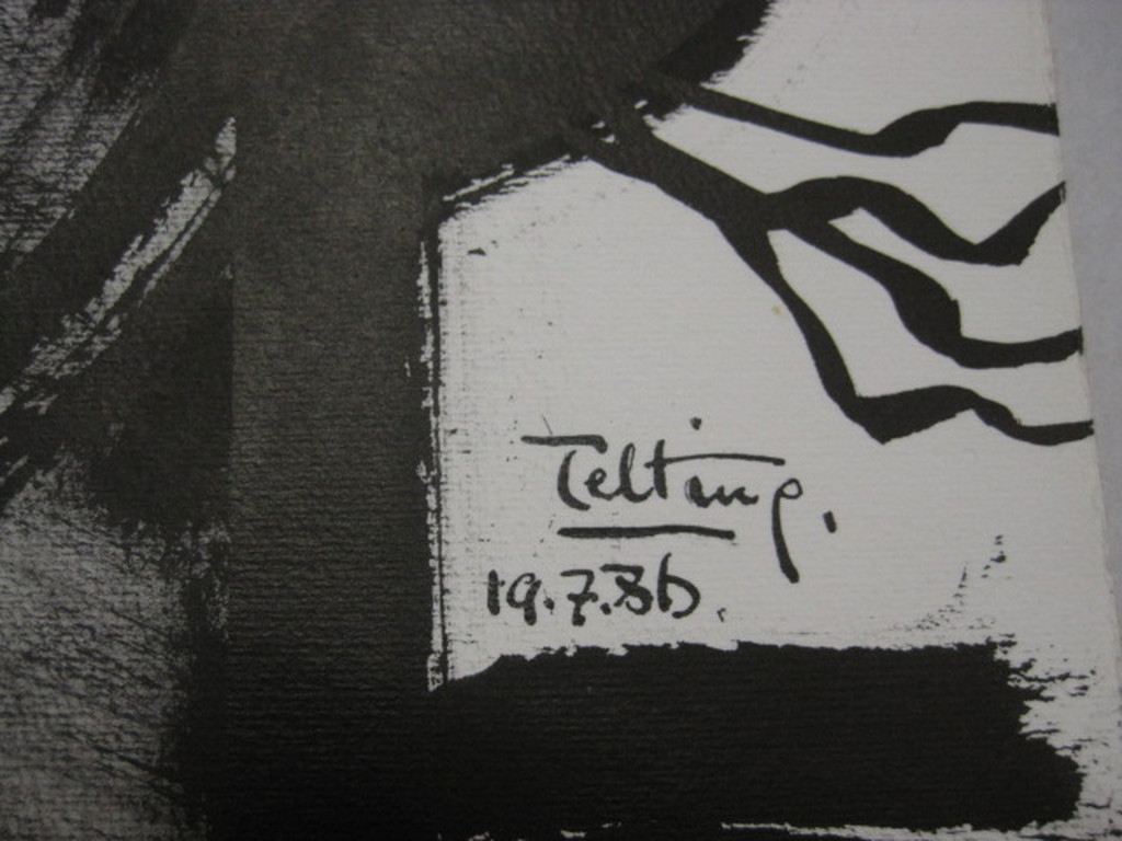 Zeldzaam Zwart "Xana 2" Aquarel Quintus Jan Telting 1931-2003 gesigd kopen? Bied vanaf 1!