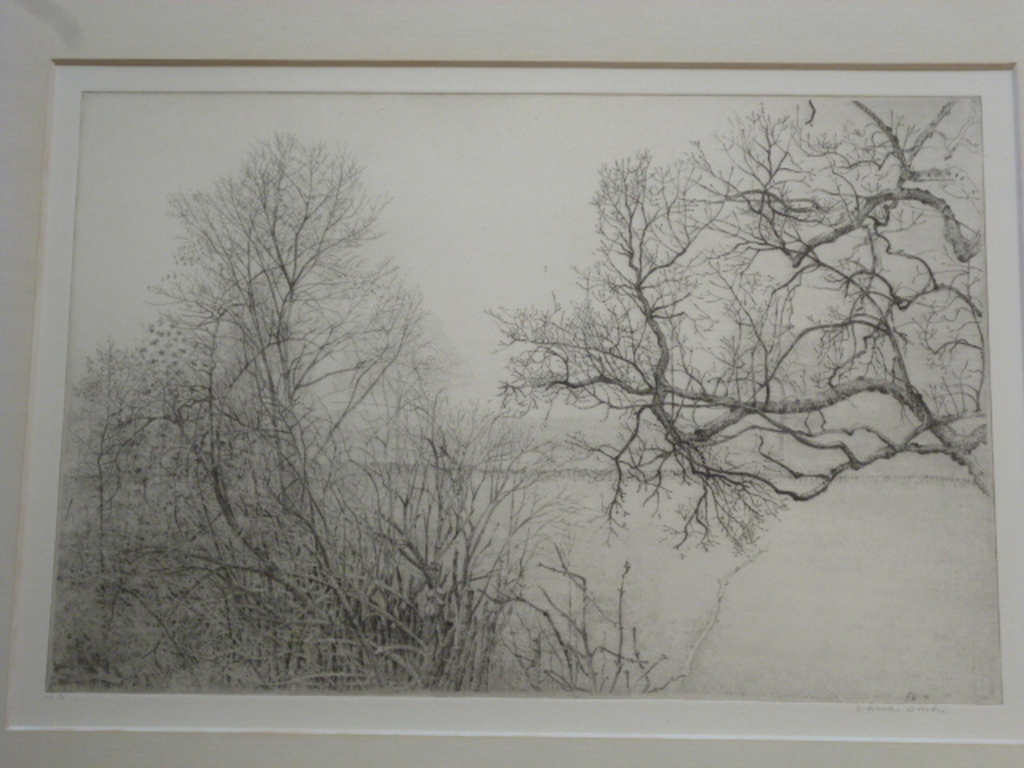 Charles Donker - ets - Winter in Rhijnauwen verkocht voor € 180!