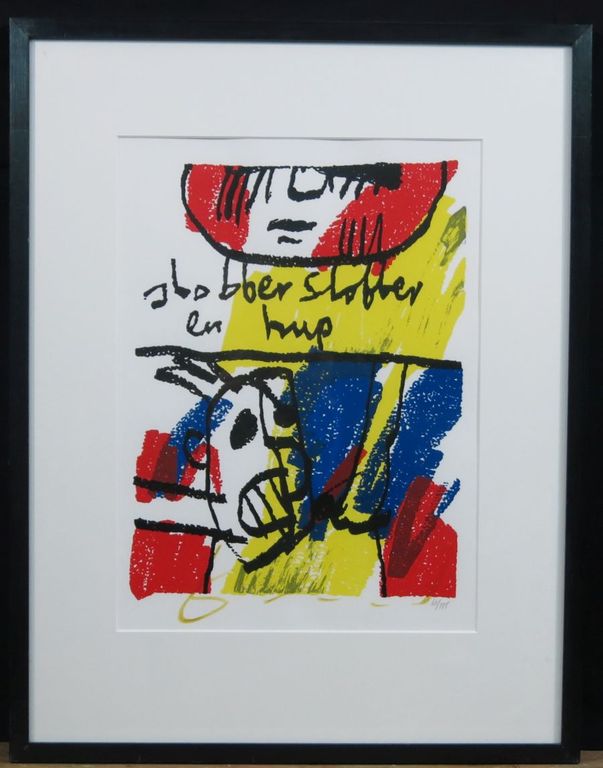 Herman Brood: Zeefdruk, Slobber Slobber en hup - Ingelijst kopen? Bied vanaf 40!