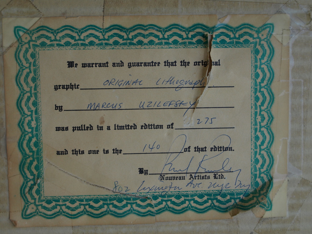 Marcus Uzilevsky : litho, Morning Koinonia – gesigneerd & ingelijst – ca 1975 kopen? Bied vanaf 1!