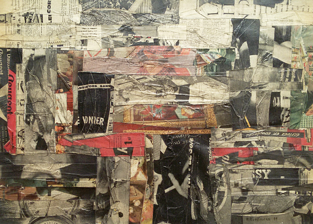 Herbert Kaufmann - Herbert Kaufmann - Soul ‘mich’, gelakte collage verkocht voor € 275!