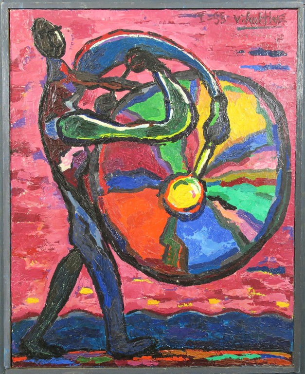 Jan van Holthe: Olieverf op paneel, Le Delire de la Guerre - Ingelijst kopen? Bied vanaf 100!