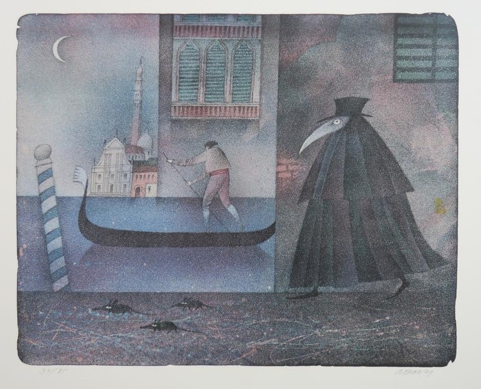 Adolf Born: Litho, Avond in Venetie - Ingelijst kopen? Bied vanaf 100!