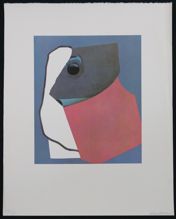 Gerard Leonard van den Eerenbeemt: Zeefdruk, Compositie met rood blauw kopen? Bied vanaf 20!