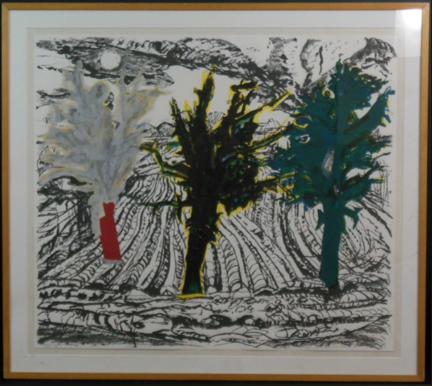 Hans Ebeling Koning: Zeefdruk, Landschap -Ingelijst kopen? Bied vanaf 35!