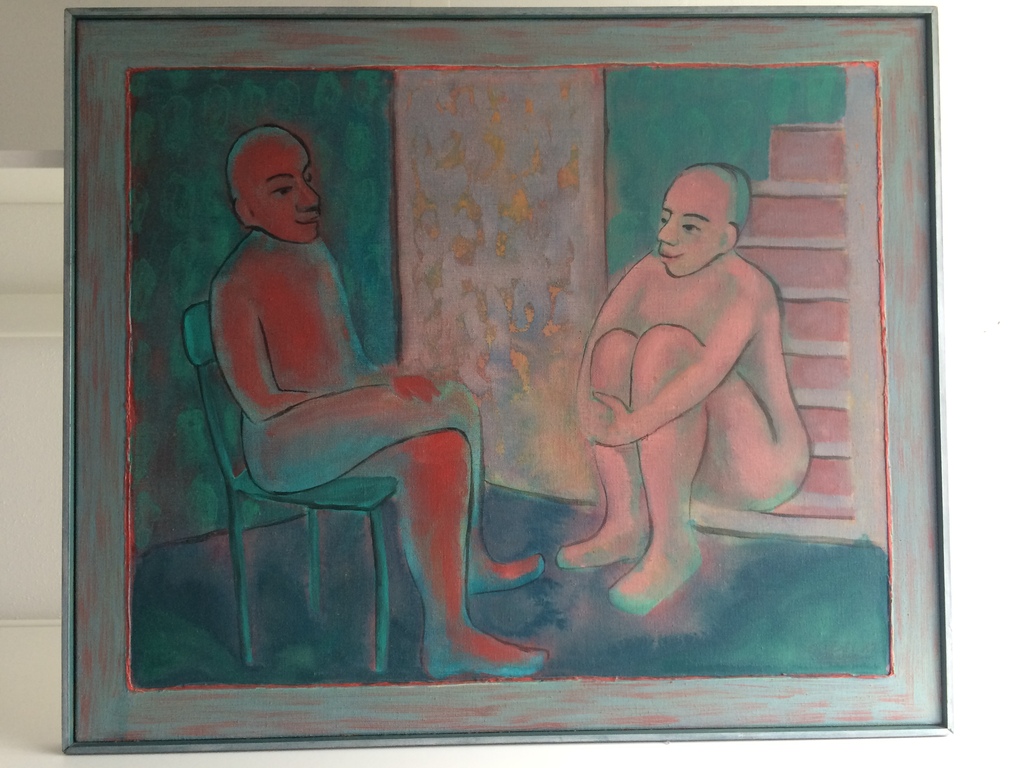 Ubaldo Sichi: Acryl op linnen: Gesprek kopen? Bied vanaf 200!