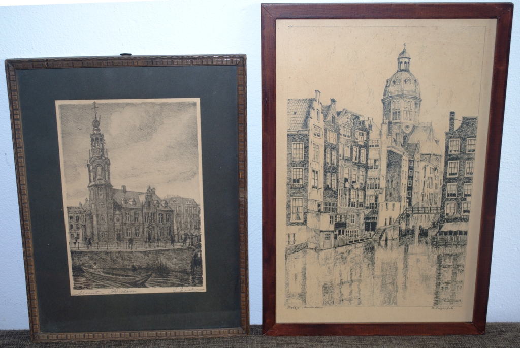 LITHO AMSTERDAM x2: KOLKJE & MUNT (Louis Landré 1875-1952) kopen? Bied vanaf 20!