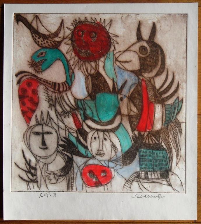 Jan Cobbaert: cobrafiguren, ets met de hand ingekleurd kopen? Bied vanaf 265!