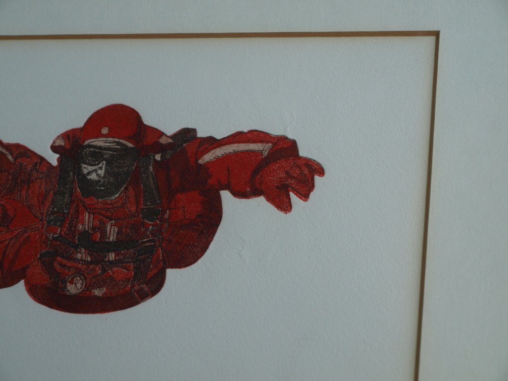 Leentje Linders : Ets en aquatint , De vrije val 3 – ingelijst - ca 1977 kopen? Bied vanaf 25!
