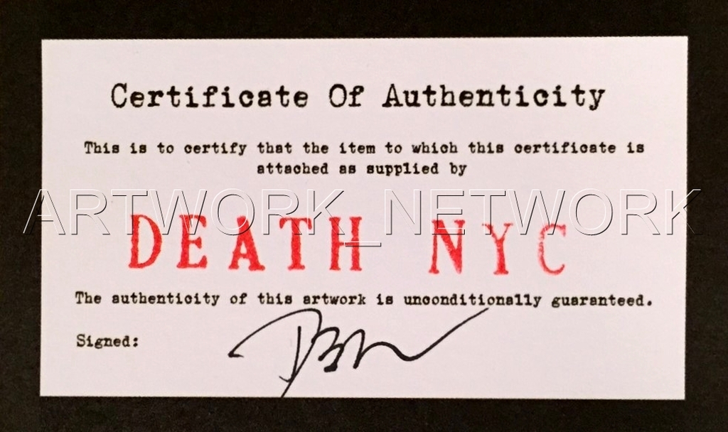 DEATH NYC "Red Snow" - original Painting on US $1 bill, dated 2013, with COA kopen? Bied vanaf 1!