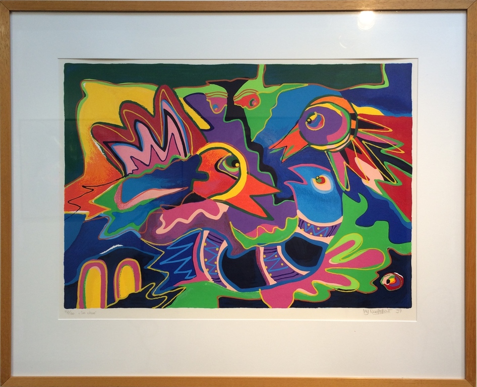 Marianne Naerebout, zeefdruk met lijst , titel verkocht voor € 75!