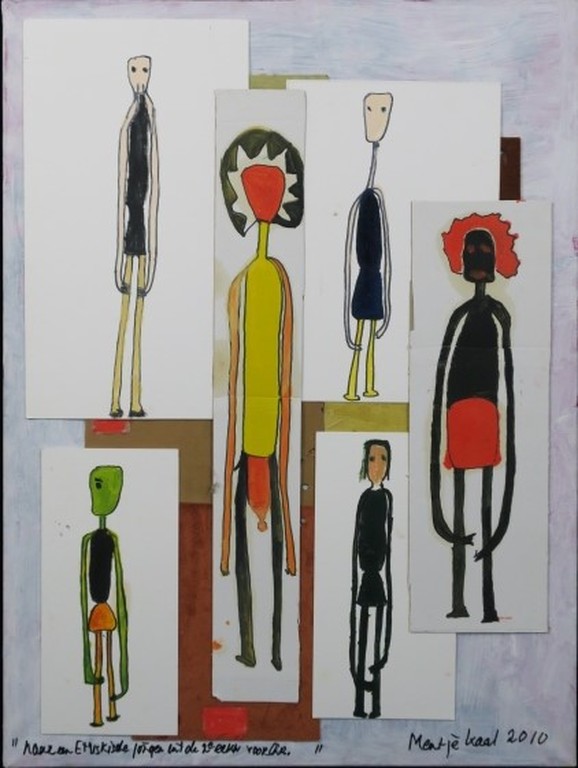 Meertje Kaal: Gemengde techniek op doek, Naar een Etruskische jong.. - Ingelijst kopen? Bied vanaf 35!