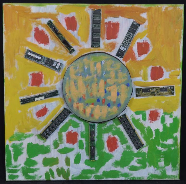 Meertje Kaal: Olieverf en collage op doek, Zonder titel kopen? Bied vanaf 1!