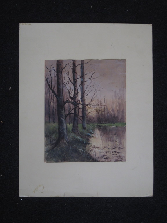 Mooi oud aquarel "Boslandschap bij invallende avond" gesigneerd w. Mauve  kopen? Bied vanaf 1!