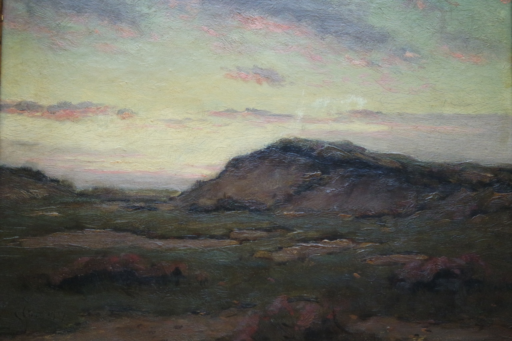 Elias Stark (1849-1933) - olieverf op paneel - duinen bij avond kopen? Bied vanaf 185!