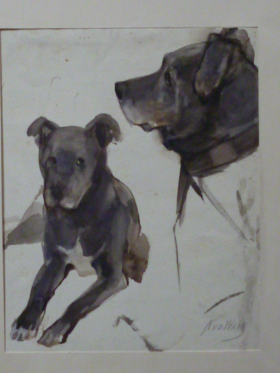 Nicolaas van der Waay - aquarel - Hondenstudie verkocht voor € 90!