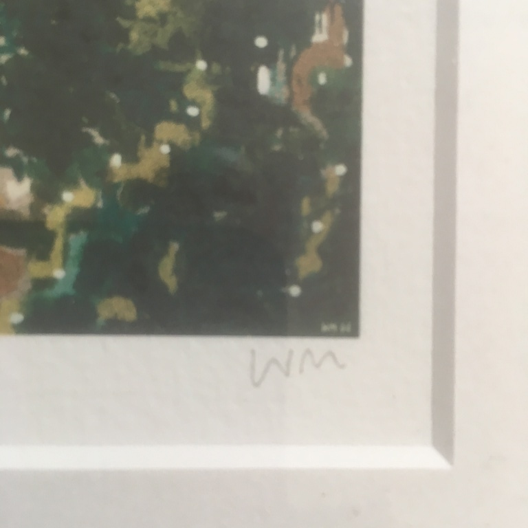 Onbekende kunstenaar -Zeefdruk- constructivistisch landschap monogram WM kopen? Bied vanaf 1!