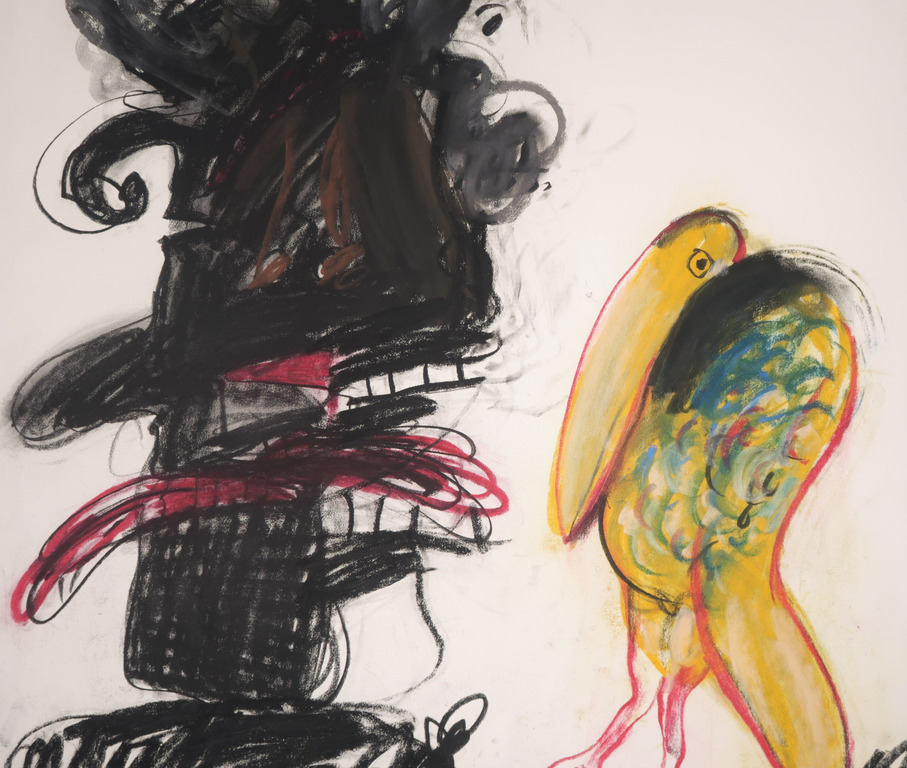 Anton Martineau: Krijttekening, Figuur en vogel (Groot) kopen? Bied vanaf 150!