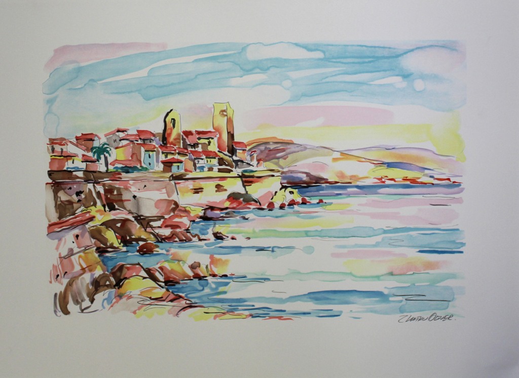 OLIVIER ZLATKU - ANTIBES, grote warme, zomerse lithografie, handgesigneerd kopen? Bied vanaf 1!