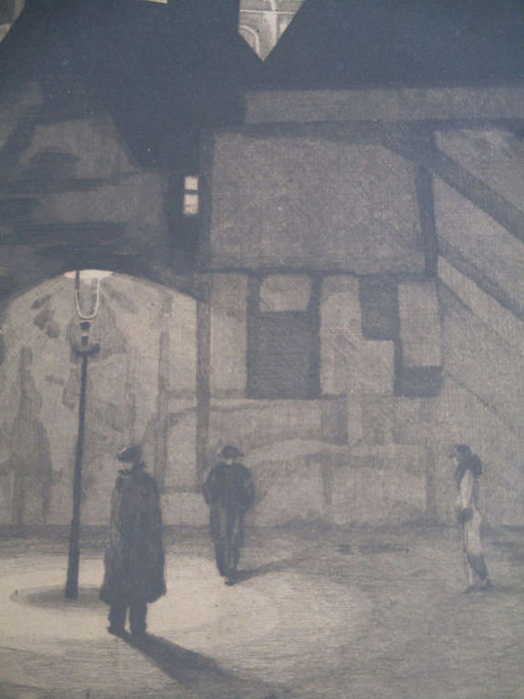 Arend Hendriks, Verlichte St.laurenskerk te Rotterdam, ets-aquatint. kopen? Bied vanaf 1!