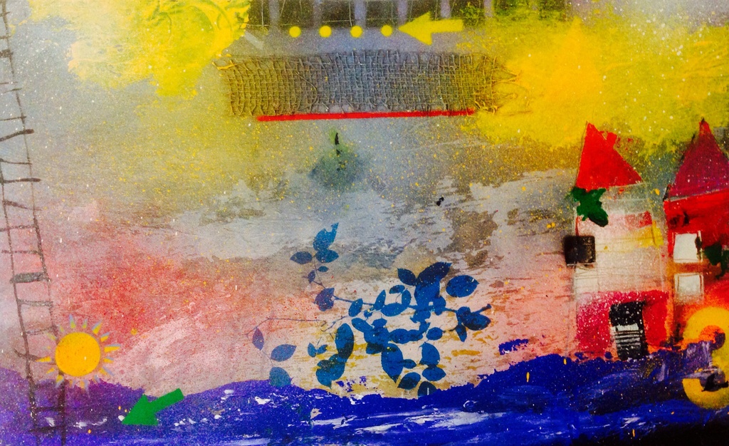 Theo koster, gemengde techniek, en toen viel de zon in de zee verkocht voor € 60!