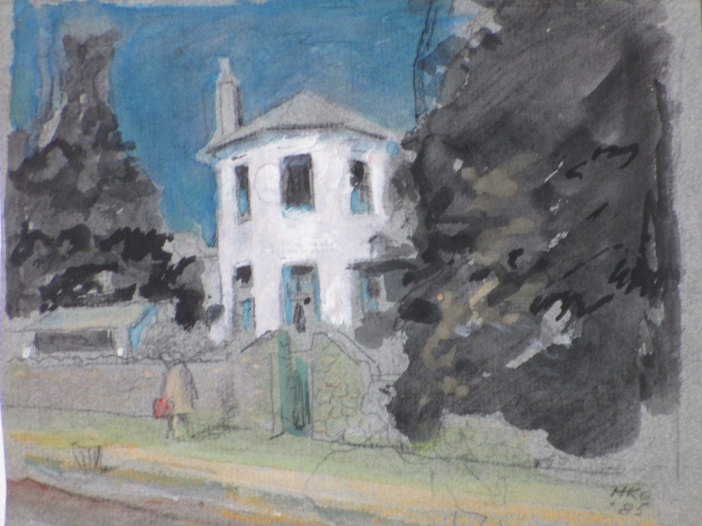 Harm Kamerlingh Onnes, Wandelaarster voor witte villa, Gemengde techniek kopen? Bied vanaf 100!