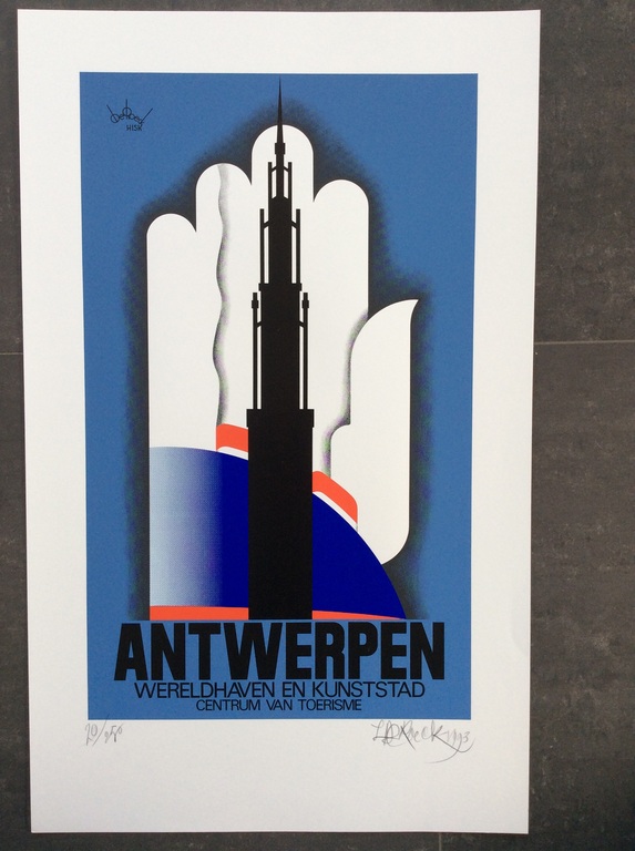 Lucien De Roeck: Zeefdruk,Antwerpen wereldhaven en kunststad verkocht voor € 65!