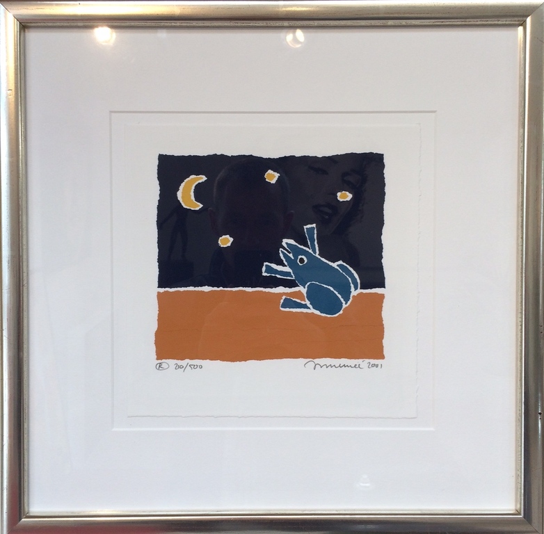 Hans Innemee, Zeefdruk op papier met lijst, titel: Frog kopen? Bied vanaf 50!