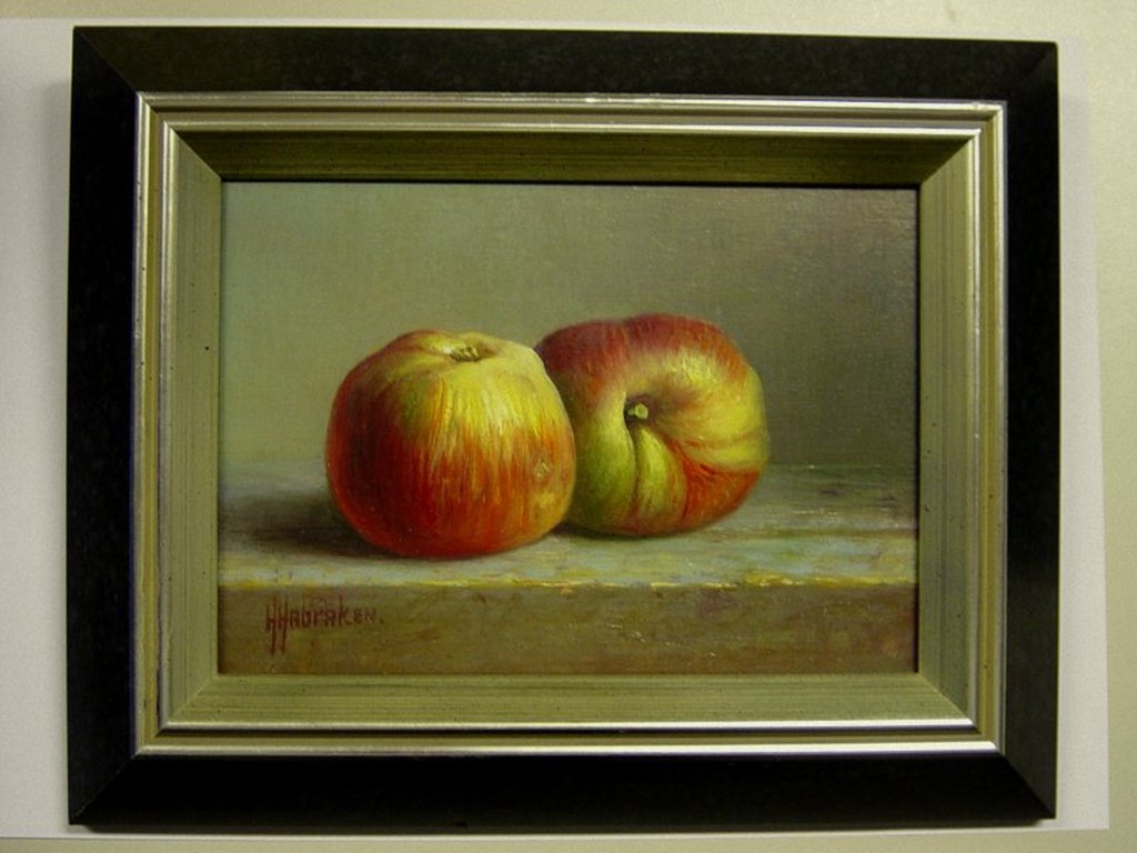 Hans Habraken - olieverf op paneel - Appels verkocht voor € 199!