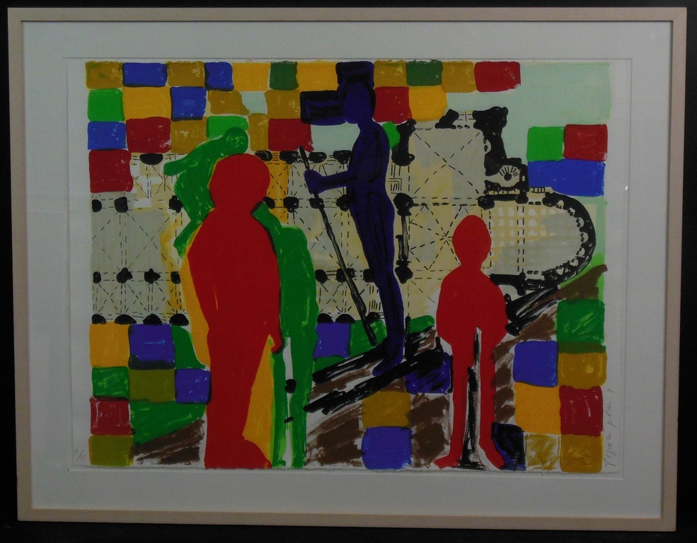 Cees Dolk: Zeefdruk, Figuren plan I - Ingelijst kopen? Bied vanaf 35!