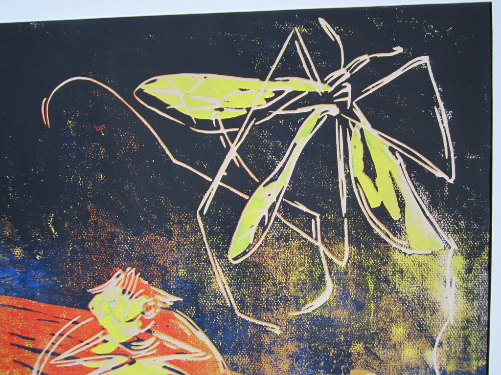 André Tigchelaar: Meerkleuren linosnede, insecten kopen? Bied vanaf 1!