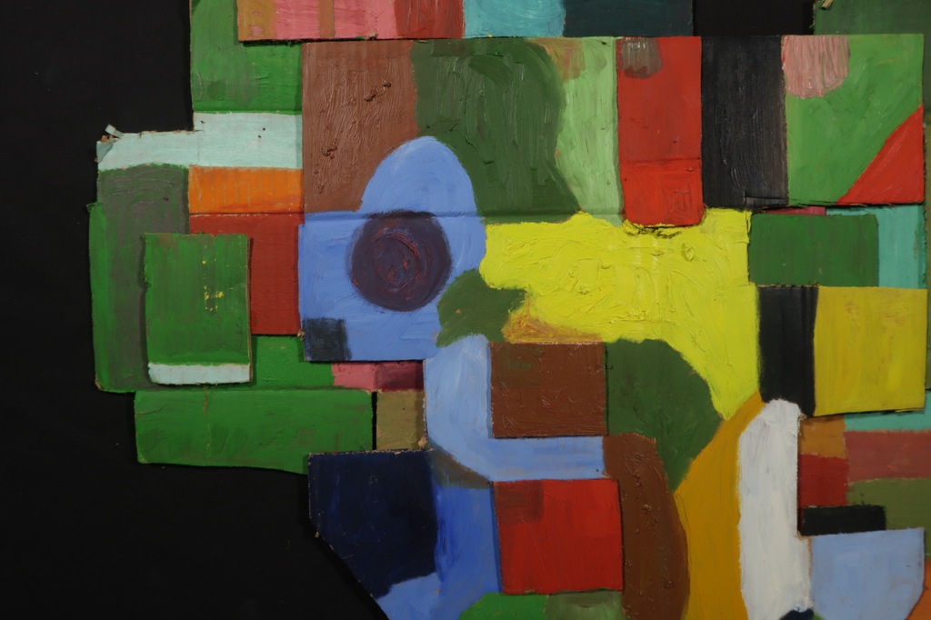 Lot met 3x olieverf en collage werken op karton van Meertje Kaal kopen? Bied vanaf 1!