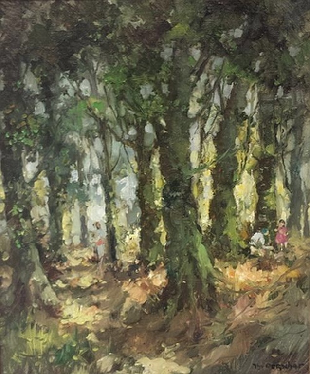 Theodorus van Oorschot, spelende kinderen in het bos kopen? Bied vanaf 420!